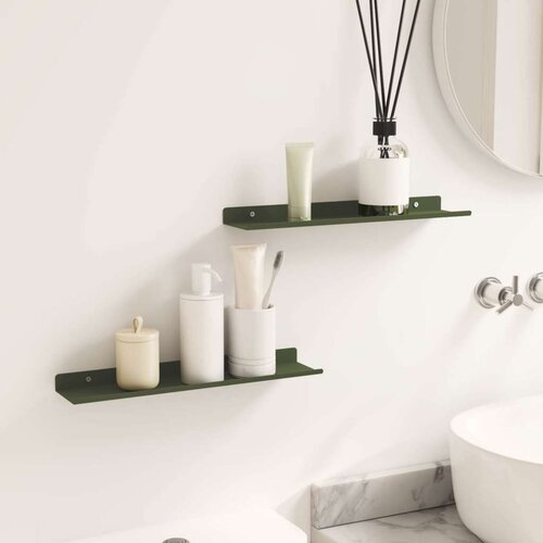  Polica na zidu Zidne 2 pcs Maslinasto zelena 40 x 9 x 2 5 cm - Maslinovo zelena 40 x 9 cm 2 Slike
