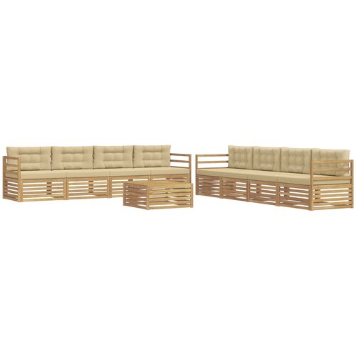  Set vanjskih sofa 9 kom. Bijela i bež Poliester 79 x 79 x 37 cm Slike