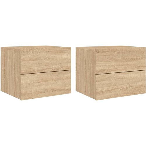 Maison Chic Stenski Dvo delni komplet Nočne omarice - Nočne mize z LED lučkami sonoma hrast, (21688530) Slike