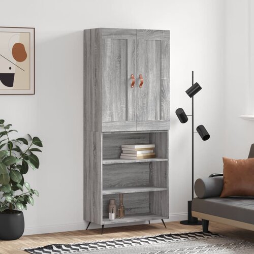 vidaXL Visoka komoda siva sonoma 69,5x34x180 cm inženirski les Cene