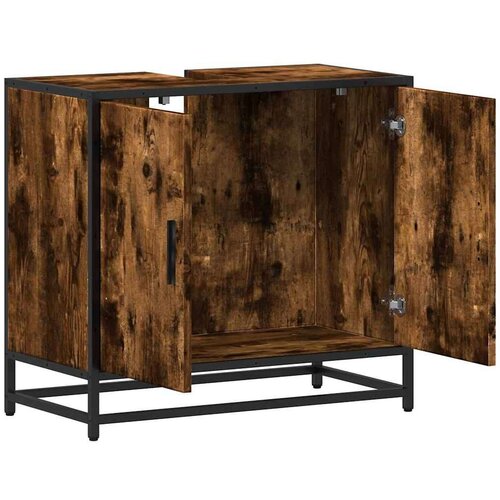 vidaXL Kopalni&scaron;ka omarica dimljen hrast 65x33x60 cm inženirski les Cene