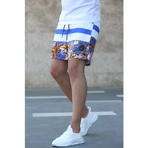 Madmext Striped Patterned Blue Marine Shorts 2953