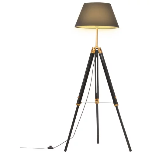 Podna svjetiljka s tronošcem crno-zlatna od tikovine 141 cm