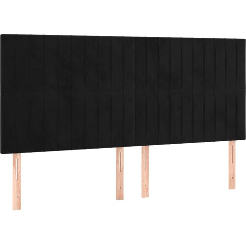 Maison Chic Posteljno vzglavje - Vzglavna omarica 4 kosa črn 90x5x78/88 cm žamet, (22077909) Slike