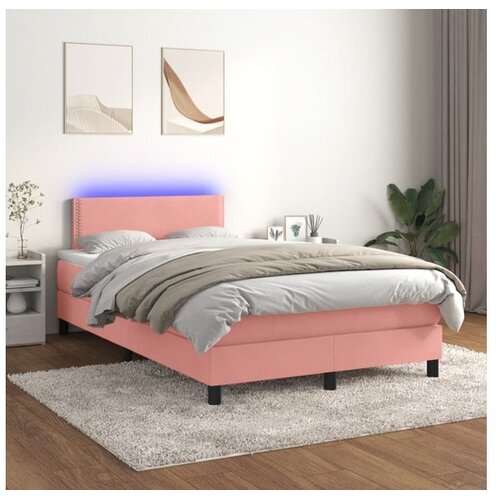  Krevet box spring s madracem LED ružičasti 120x200cm bar&scaron;unasti Cijene
