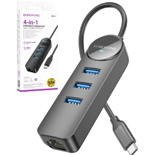  HUB + GLAN Ethernet Adapter BOROFONE DH6 Erudite 4-in-1, 3.0x3 +RJ45 Cijene