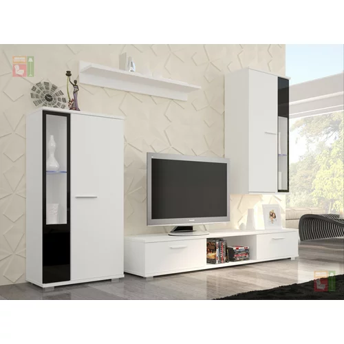 ADRK Furniture Dnevni TV regal Leon z led lučkami v mat črni ali mat beli barvi