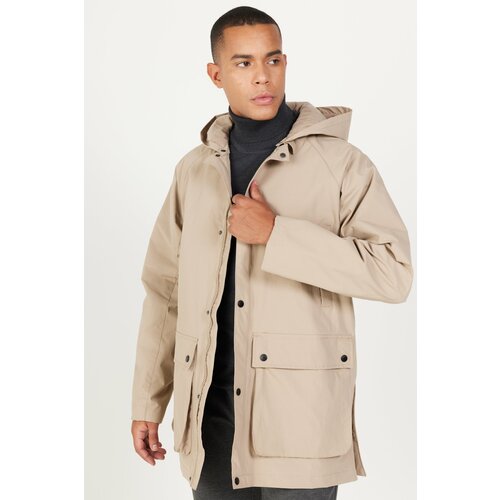 AC&Co / Altınyıldız Classics Men's Beige Hooded Stand Collar Standard Fit Warm Windproof Coat Cene