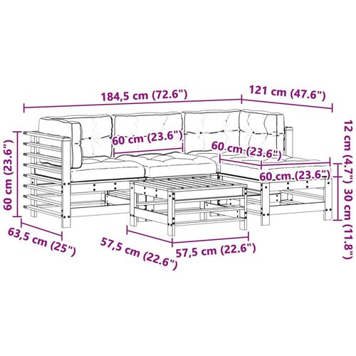  Set lounge namje&amp;scaron;taja za vrt 5 pcs Vosak Smeđa Masivna borovina - Vosak smeđa bor Slike