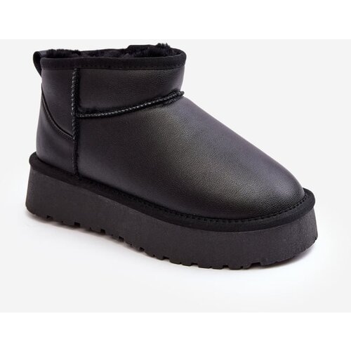 FS1 Women's Leather Snow Boots On Platform Black Loreley Cene