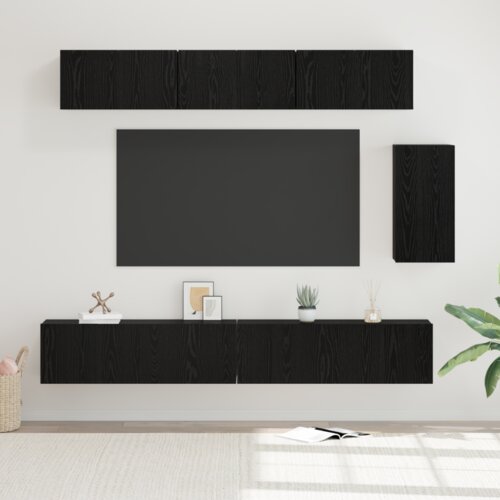 VidaXL Komplet TV omaric s polico Drugo 6 pcs Črni hrast 100 x 30 x 30 cm Slike