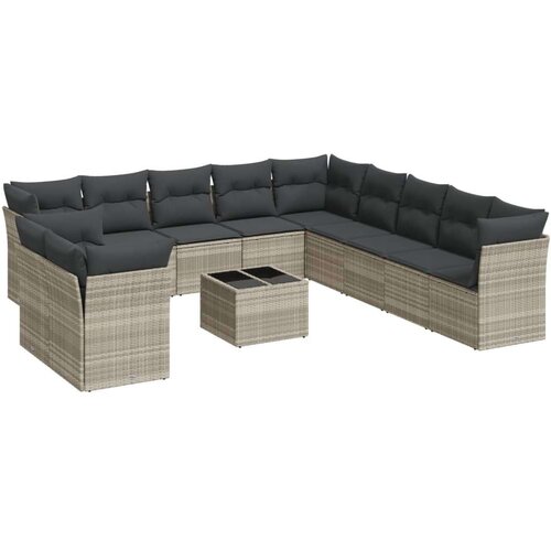  12-dijelni set vrtnih sofa poliratan s jastucima svijetlosivi Slike