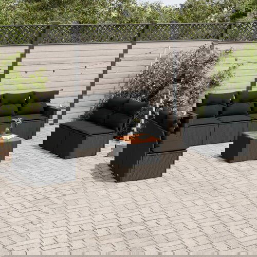 vidaXL 9-dijelni set vrtnih sofa s jastucima crni od poliratana Cijene