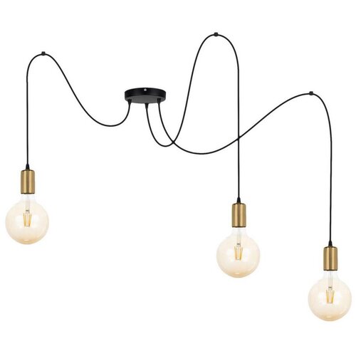  Luster na sajli MIROS 3xE27/60W/230V pauk crna/zlatna Cene