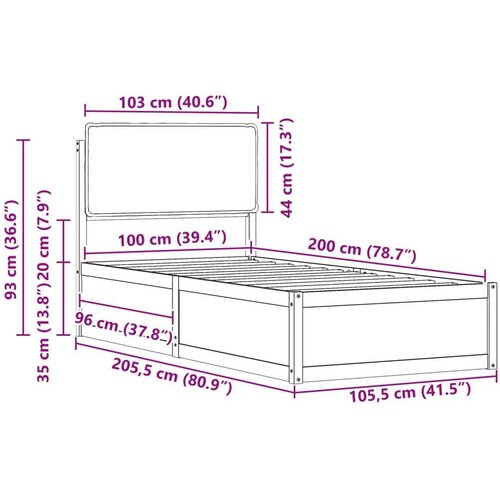 VidaXL krevetni okvir s tapiciranim uzglavljem tamno siva 100 x 200 cm Slike
