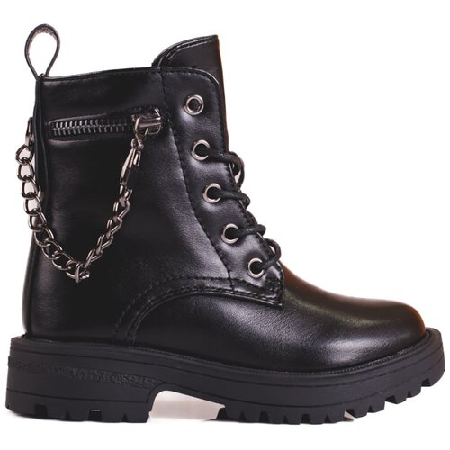 SHELOVET Black girls' ankle boots with chain Cene