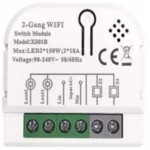 Gembird SMART-2GANG tuya wifi diy self-locking remote control smart switch relay module dc 5V/7 43767 Slike