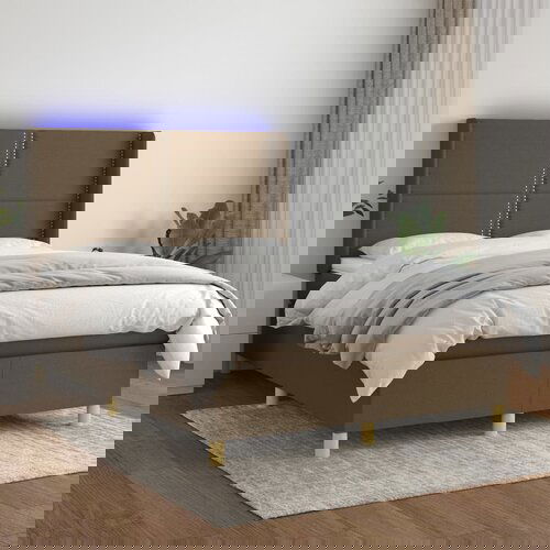 The Living Store Box spring postelja z vzmetnico LED temno rjava 140x200cm blago - Box Spring Postelja, (21516918) Slike