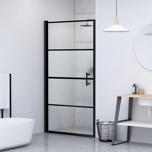  Vrata za tu&scaron;-kabinu 81x195 cm napola mutno kaljeno staklo crna Cijene