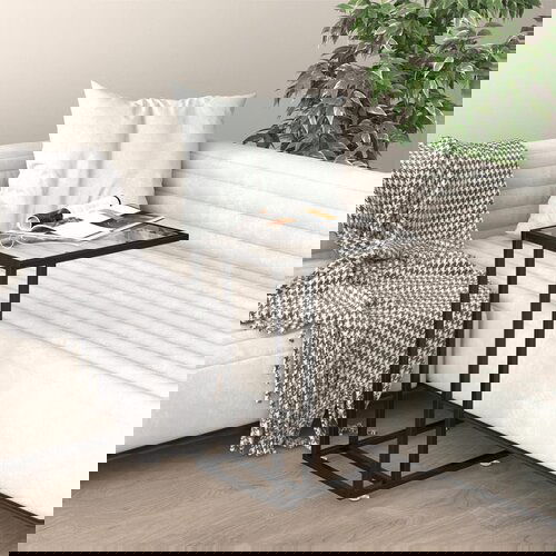 VidaXL Računalni&amp;scaron;ka stranska mizica prozorna 50x35x65 cm steklo Slike