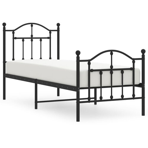  Metalni okvir kreveta uzglavlje i podnožje crni 75x190 cm Slike