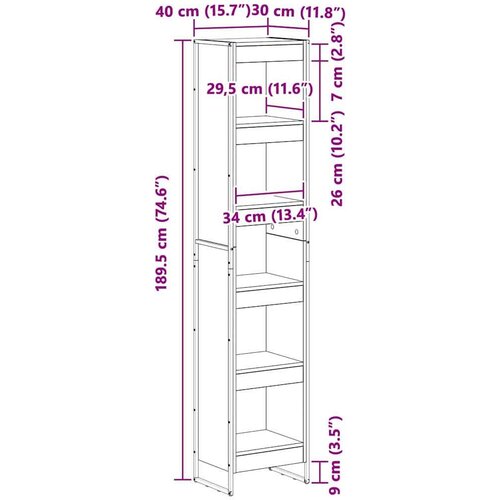  za knjige Staro drvo 80 x 30 x 155 cm Konstruirano drvo Slike