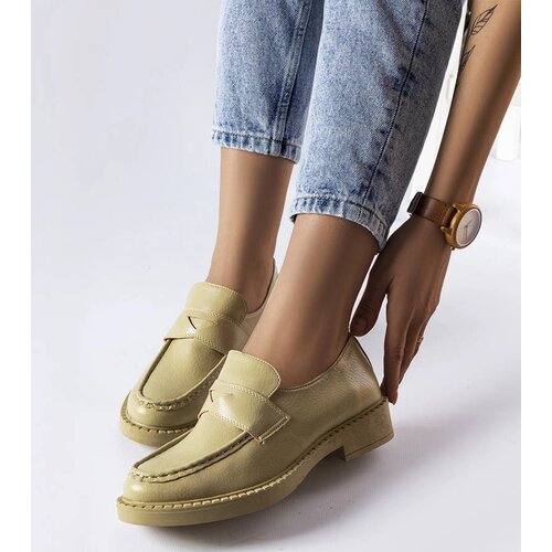 Gemre Élodie elegant green leather loafers with thick sole Cijene