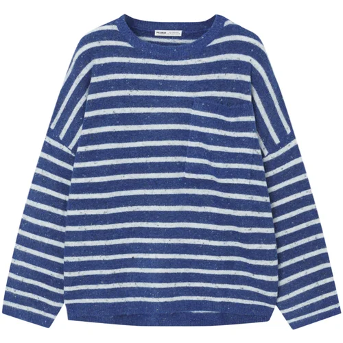 Pull&Bear Pulover marine / bela