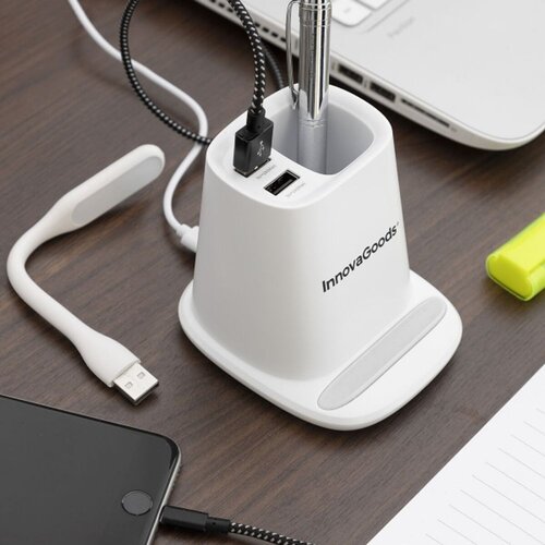 InnovaGoods Bežični punjač sa stalkom-organizatorom i usb led svjetiljkom 5 u 1 desking Cijene
