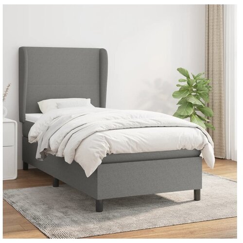  Box spring postelja z vzmetnico temno siva 100x200 cm blago Cene