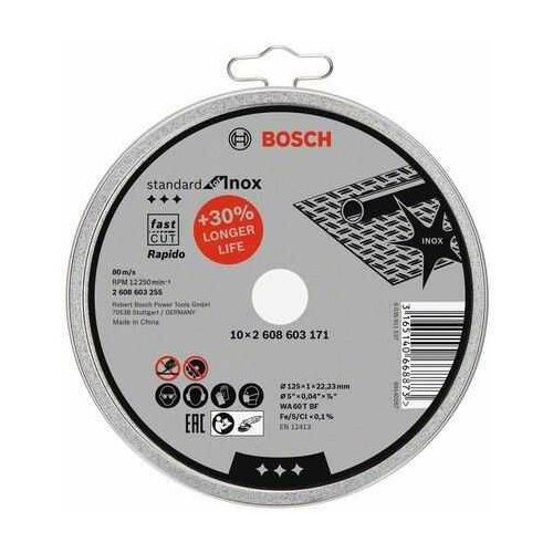 Bosch rezna ploča ravna standard for inox - rapido 2608603255/ wa 60 t bf/ 125 mm/ 22/23 mm/ 1/0 mm Cene