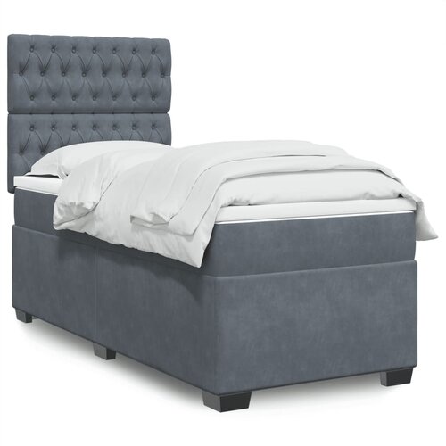 The Living Store Box spring postelja z vzmetnico temno siva 90x200 cm žamet - Box Spring Postelja, (21428243) Cene