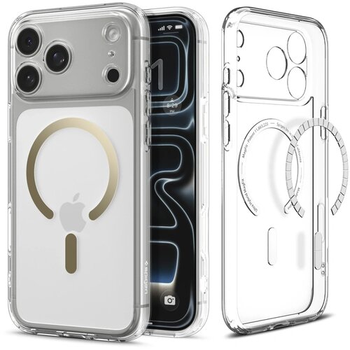 Spigen ULTRA HYBRID MAG MAGSAFE maska za IPHONE 17 PRO MAX CLEAR/GOLD Slike