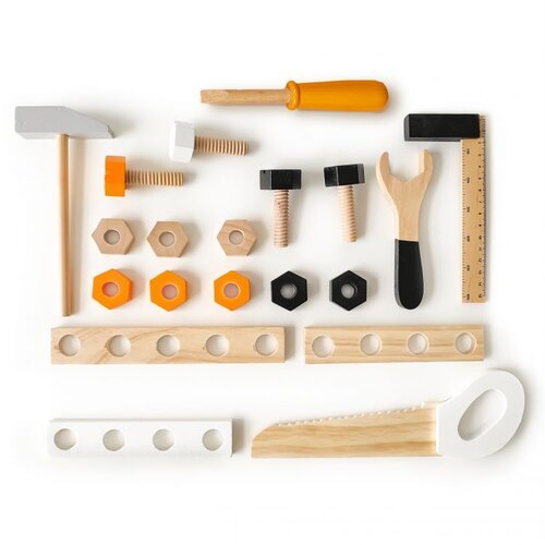 ECO TOYS Drveni stol za alate za djecu s 38 komada Slike