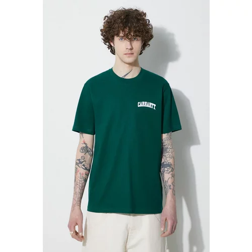 Carhartt WIP Pamučna majica S/S University Script T-Shirt za muškarce, boja: zelena, s tiskom, I028991.22VXX
