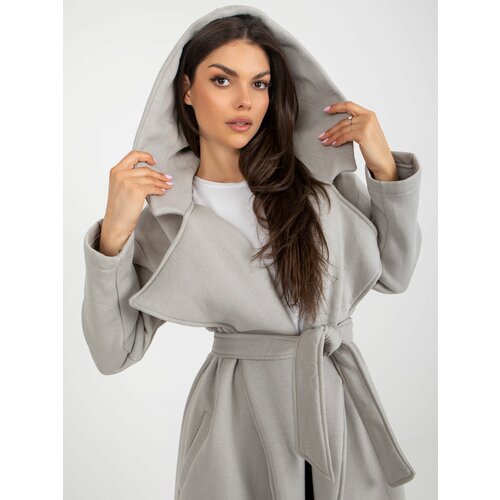 Fashion Hunters Grey lady's tracksuit coat with belt Slike