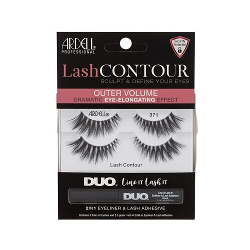 Ardell Lash Contour 371 odtenek Black darilni set umetne trepalnice + lepilo za trepalnice in črtalo za oči 2v1 2,5 g Slike