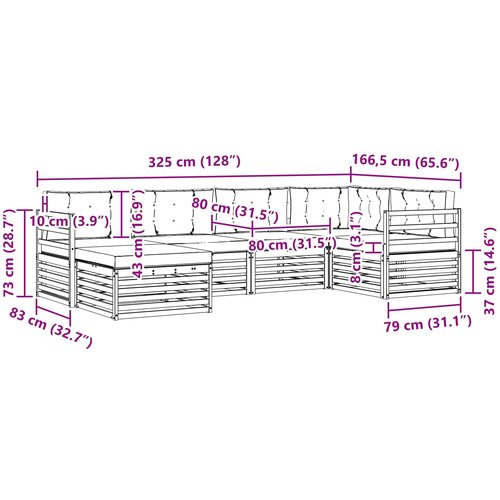  Set vanjskih sofa 6 kom. Prirodna i antracit 325 x 166,5 x 73 cm Slike