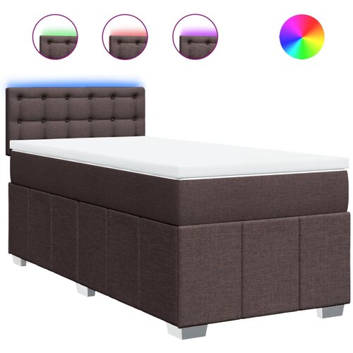 vidaXL Box spring postelja z vzmetnico temno rjava 90x200 cm blago, (21310852) Cene