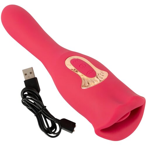 You2Toys Oral Fun Double Vibrator Moving Lips, Vibrating Thong & Shaft Red Cene