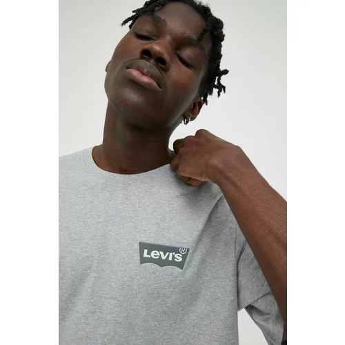 Levi's Bombažna kratka majica siva barva