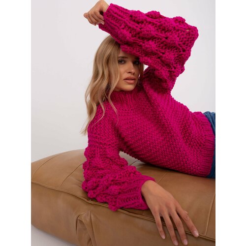 Fashion Hunters Fuchsia oversize sweater with puffed sleeves Slike