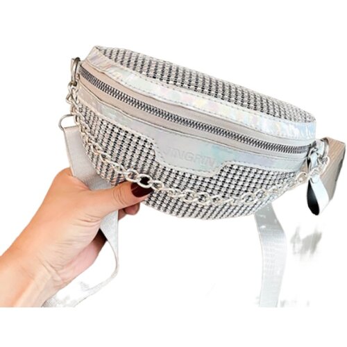 INF Ženska torba iz PU usnja za čez telo Silver, (21692216) Slike