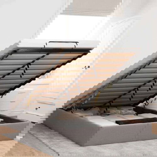 vidaXL Otomanski okvir kreveta bez madraca smeđesivi 120x200cm tkanine Cene