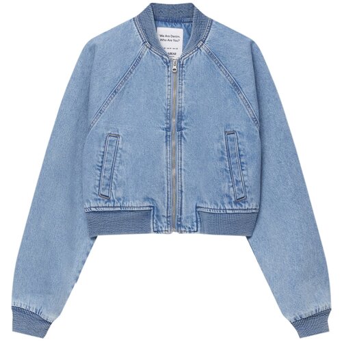 Pull&amp;amp;Bear Prehodna jakna moder denim Slike