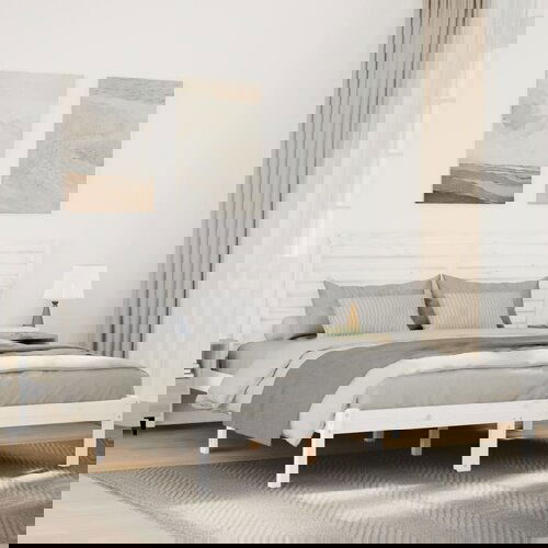 VidaXL Dalj&amp;scaron;i posteljni okvir brez vzmetnice bel 140x210 cm trden les Slike