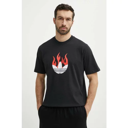 Adidas Pamučna majica Flames za muškarce, boja: crna, s tiskom, IS0178