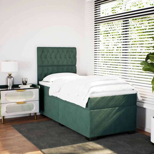 VidaXL Box spring krevet s madracem tamnozeleni 80 x 200 cm bar&amp;scaron;unasti Slike