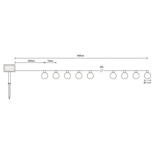 Globo 36802-20 - LED solarni lanac 20xLED/0,06W/3,2V 285 cm IP44 Cene