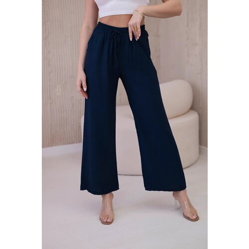 Kesi Wide viscose trousers Navy blue Slike